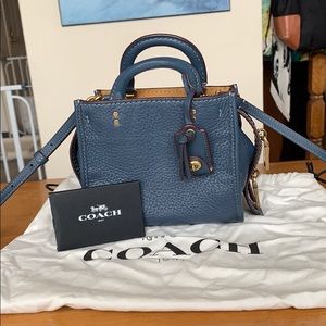Blue leather coach Micro mini bag